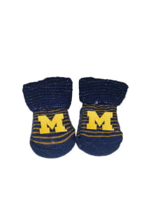 Striped Michigan Wolverines Baby Bootie Boxed Set - Navy Blue