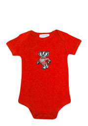 Wisconsin Badgers Baby Red Lap Shoulder Short Sleeve One Piece