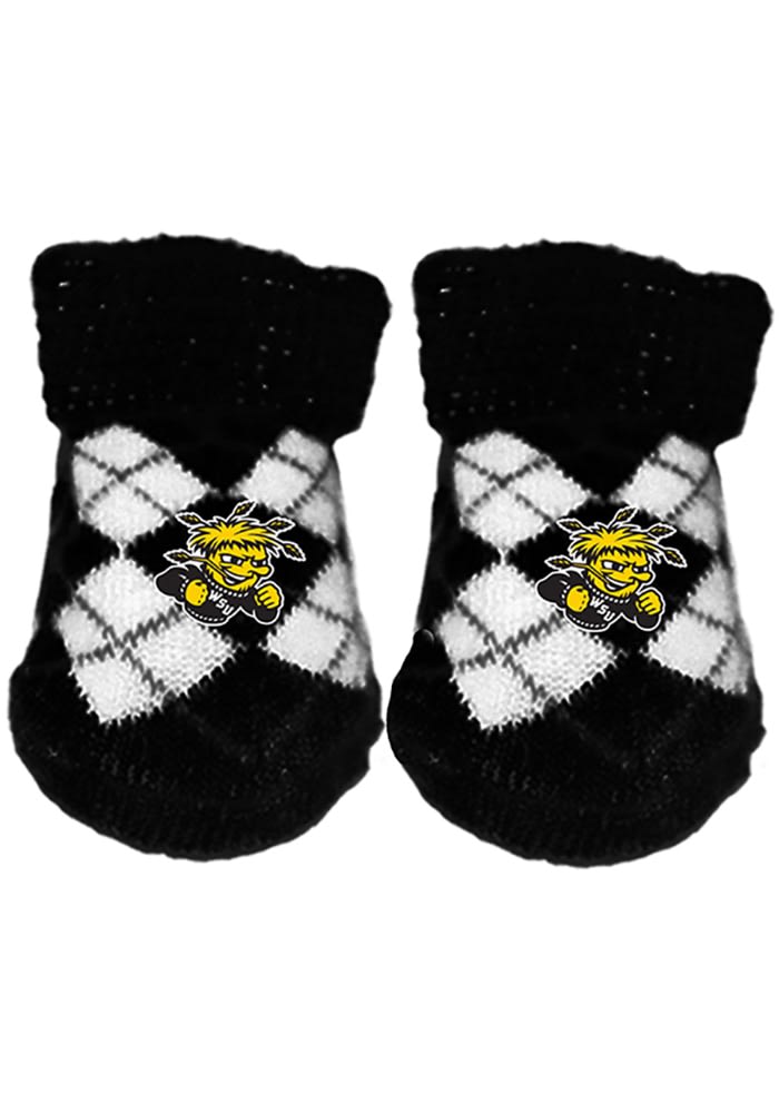 Wichita State Shockers Argyle Baby BLACK/GOLD Bootie Boxed Set