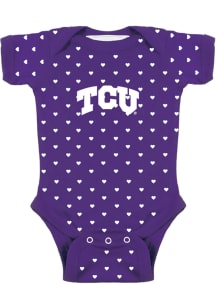 TCU Horned Frogs Baby Purple Heart Short Sleeve One Piece