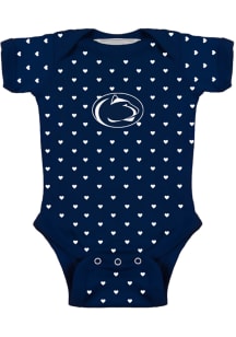 Penn State Nittany Lions Baby Navy Blue Heart Short Sleeve One Piece