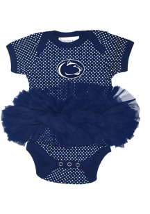 Penn State Nittany Lions Baby Navy Blue Pin Dot Tutu Short Sleeve One Piece