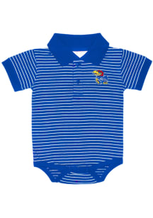 Kansas Jayhawks Baby Blue Stripe Jersey Golf Short Sleeve Polo One Piece