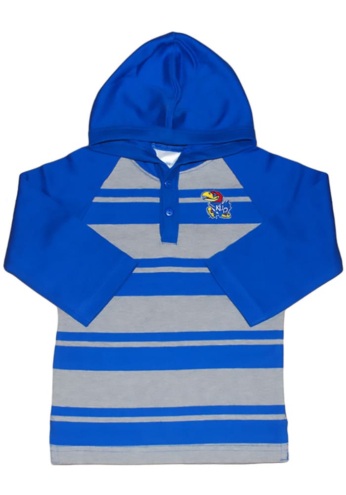 Kansas Jayhawks Toddler Blue Rugby Stripe Long Sleeve Hooded Sweatshirt