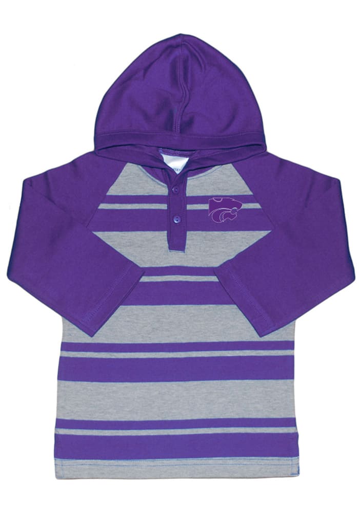 K-State Wildcats Toddler Purple Rugby Stripe Long Sleeve Hooded Sweatshirt