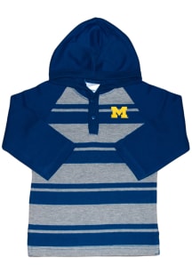 Toddler Navy Blue Michigan Wolverines Rugby Stripe Long Sleeve Hooded Sweatshirt
