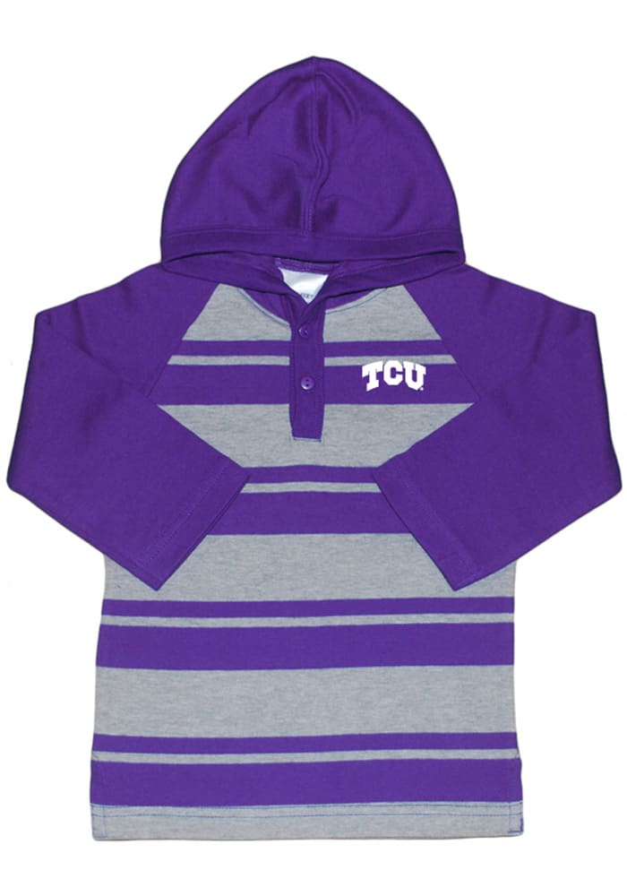 TCU Horned Frogs Toddler Purple Rugby Stripe Long Sleeve Hooded Sweatshirt