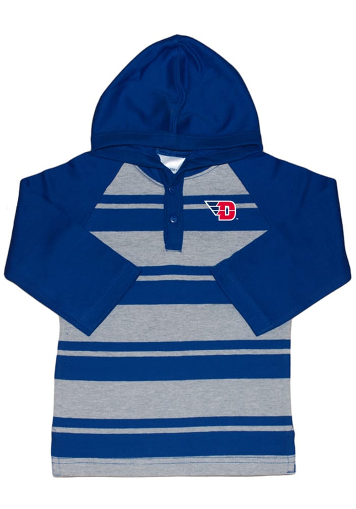 Dayton Flyers Toddler Blue Rugby Stripe Long Sleeve Hooded Sweatshirt