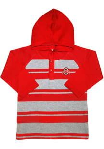 Toddler Red Ohio State Buckeyes Rugby Stripe Long Sleeve Hooded Sweatshirt
