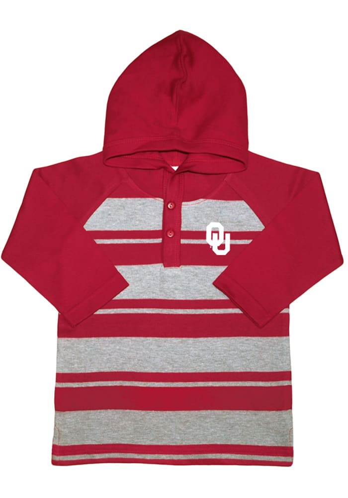 Oklahoma Sooners Toddler Crimson Rugby Stripe Long Sleeve Hooded Sweatshirt
