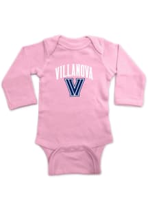 Villanova Wildcats Baby Pink Arch Logo LS Tops LS One Piece