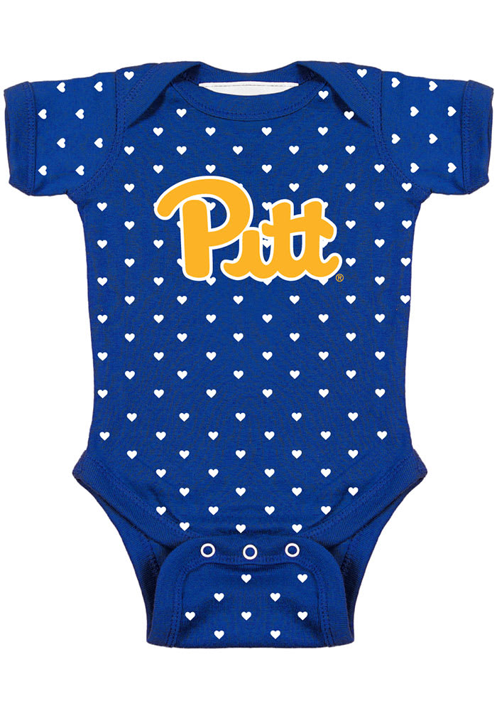Pitt Panthers Baby Blue Heart Short Sleeve One Piece