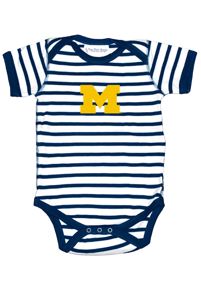 Michigan Wolverines Baby Navy Blue Skylar Short Sleeve One Piece