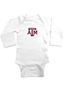 Texas A&amp;M Aggies Baby White Embroidered Logo Long Sleeve One Piece