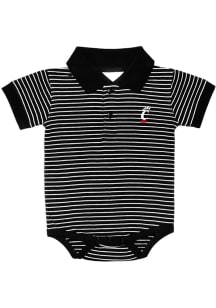 Cincinnati Bearcats Baby Black Striped Short Sleeve One Piece Polo