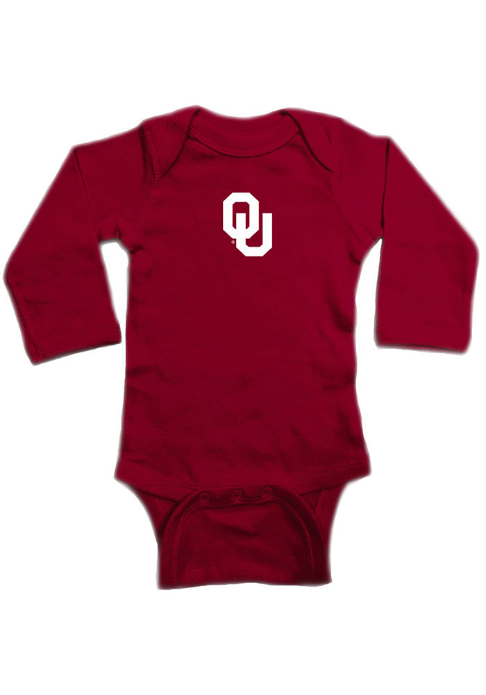 Oklahoma Sooners Baby Cardinal Primary logo Long Sleeve One Piece