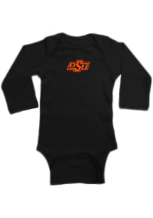 Oklahoma State Cowboys Baby Black Primary Logo Long Sleeve One Piece