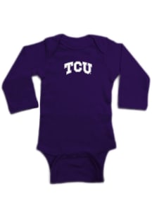 TCU Horned Frogs Baby Purple Primary Logo Long Sleeve One Piece