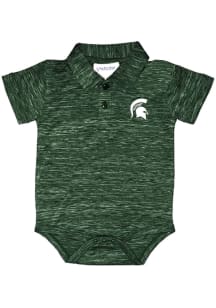 Michigan State Spartans Baby Green Space Dye Short Sleeve One Piece Polo