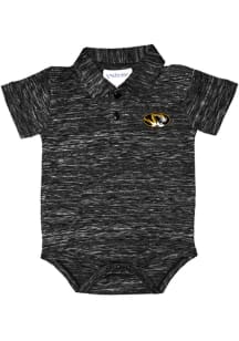 Missouri Tigers Baby Black Space Dye Short Sleeve One Piece Polo
