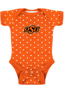Oklahoma State Cowboys Baby Orange Heart Short Sleeve One Piece