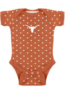 Texas Longhorns Baby Burnt Orange Heart Short Sleeve One Piece