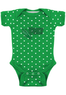 North Texas Mean Green Baby Kelly Green Heart Short Sleeve One Piece