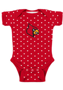 Louisville Cardinals Baby Red Heart Short Sleeve One Piece