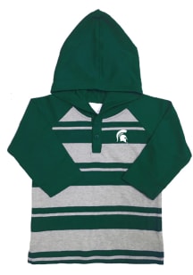 Michigan State Spartans Toddler Green Rugby Stripe Long Sleeve Hooded Sweatshirt