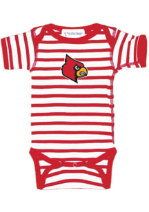 Louisville Cardinals Baby Red Skylar Stripe Short Sleeve One Piece