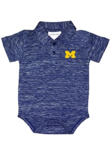 Michigan Wolverines Baby Navy Blue Space Dye Short Sleeve One Piece Polo