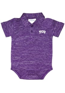 TCU Horned Frogs Baby Purple Space Dye Short Sleeve One Piece Polo