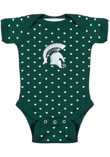 Baby Green Michigan State Spartans Heart Short Sleeve One Piece