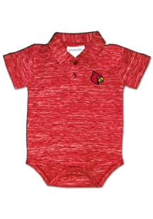 Louisville Cardinals Baby Red Space Dye Polo Short Sleeve One Piece Polo