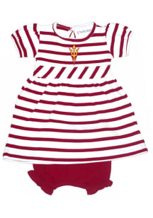 Arizona State Sun Devils Baby Girls Crimson Stripe Short Sleeve Dress