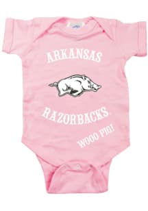 Arkansas Razorbacks Baby Pink Circle Pigg Sooie Short Sleeve One Piece