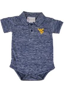 West Virginia Mountaineers Baby Navy Blue Space Dye Polo Short Sleeve One Piece Polo