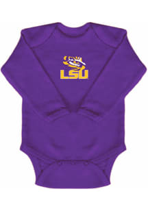 LSU Tigers Baby Purple Logo Long Sleeve One Piece