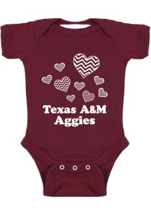 Texas A&amp;M Aggies Baby Maroon Heart Short Sleeve One Piece