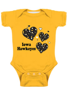 Iowa Hawkeyes Baby Gold Heart Short Sleeve One Piece