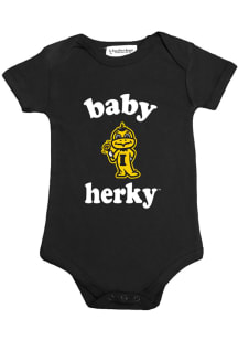 Baby Black Iowa Hawkeyes Baby Mascot Short Sleeve One Piece