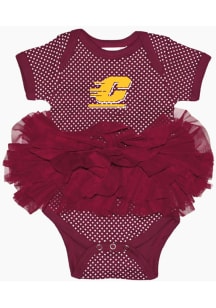 Central Michigan Chippewas Baby Maroon Pin Dot Short Sleeve One Piece