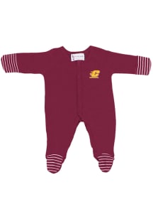 Central Michigan Chippewas Baby Maroon Stripe Footed Loungewear One Piece Pajamas