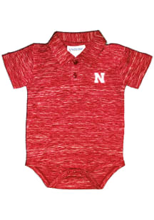 Nebraska Cornhuskers Baby Red Space Dye Short Sleeve One Piece Polo