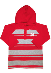 Nebraska Cornhuskers Toddler Red Rugby Stripe Long Sleeve Hooded Sweatshirt