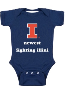 Illinois Fighting Illini Baby Navy Blue Newest Short Sleeve One Piece