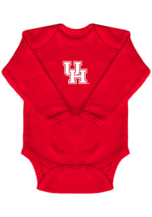 Houston Cougars Baby Red Primary Team Logo Long Sleeve One Piece