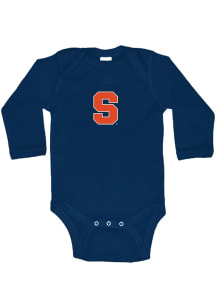 Syracuse Orange Baby Navy Blue Primary Team Logo Long Sleeve One Piece