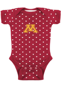 Baby Cardinal Minnesota Golden Gophers Heart Short Sleeve One Piece