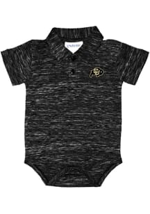 Colorado Buffaloes Baby Black Space Dye Short Sleeve One Piece Polo